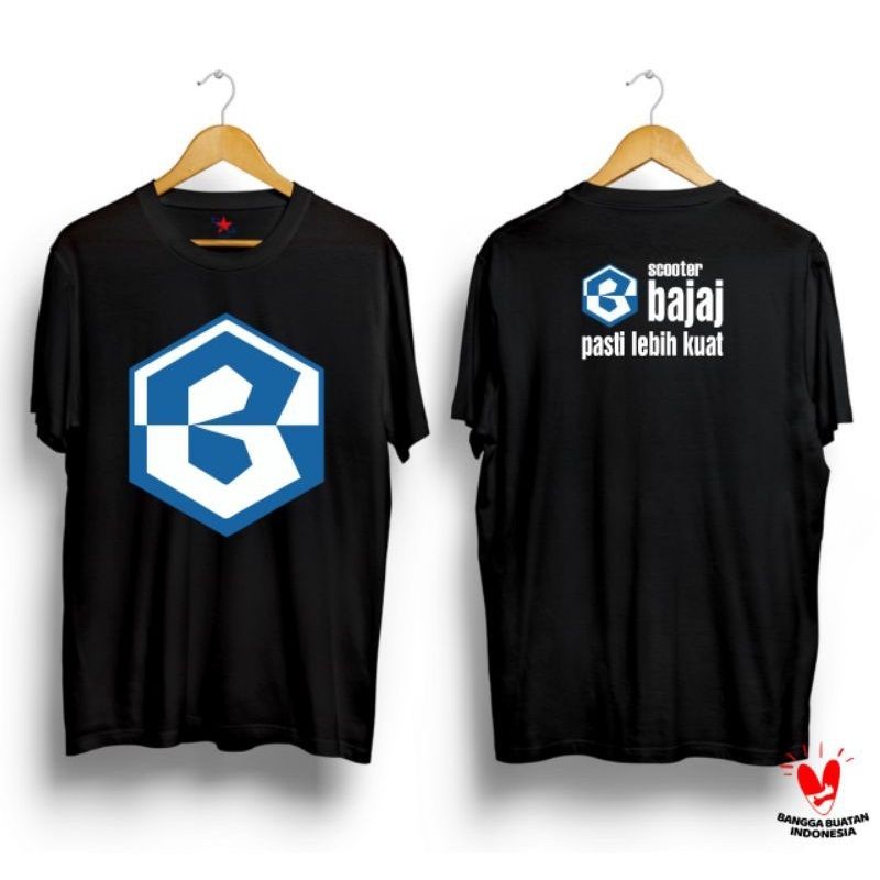 Baju kaos Vespa Bajaj Pasti Lebih Kuat depan logo besar terlaris/Ligar24 Tshirt