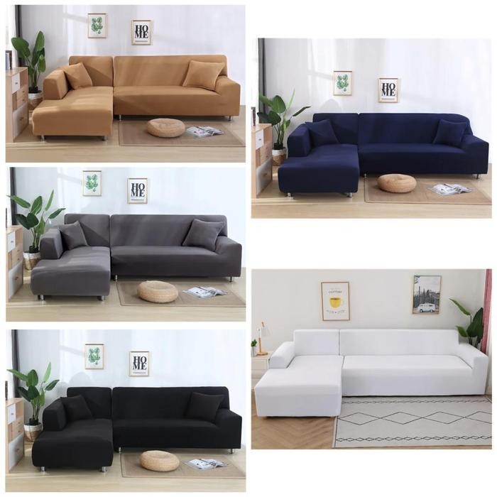 Sale srung sofa L santai polos / cover sofa letter L - ungu tua, 2 seater + 3 seaterTerlaris