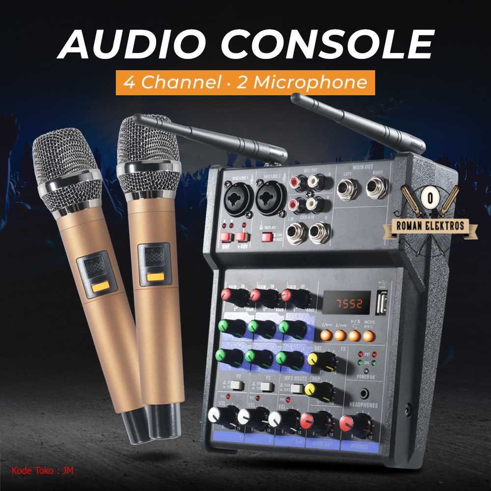Audio Console Karaoke DJ KTV Mixer 4 Channel with 2 Microphone - TKR2 | Mixer Profesional | Echo Jer