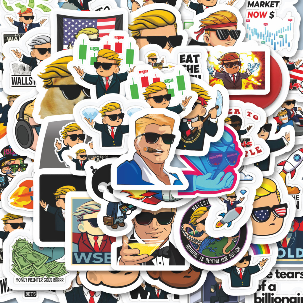 

100PCS Lucu Stiker Kartun WallStreetBets Stiker Aesthetic Stiker Anti Air Stikers Berperekat Waterproof sticker decal buat Motor Helm Buku Journal Koper Casing HP Laptop Botol Minum Hadiah anak