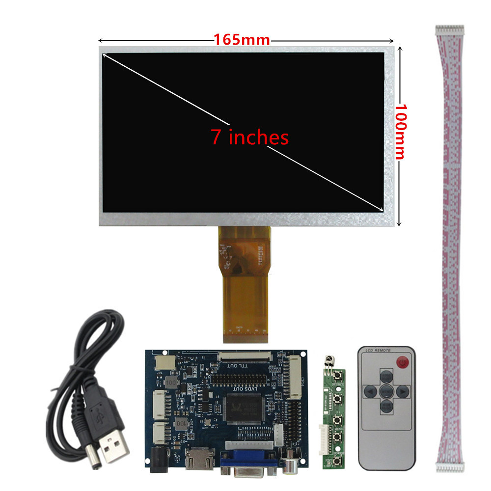 7 In LCD Screen Display Monitor Driver Control Board 2AV HDMI-Compatible VGA For Raspberry Pi Banana