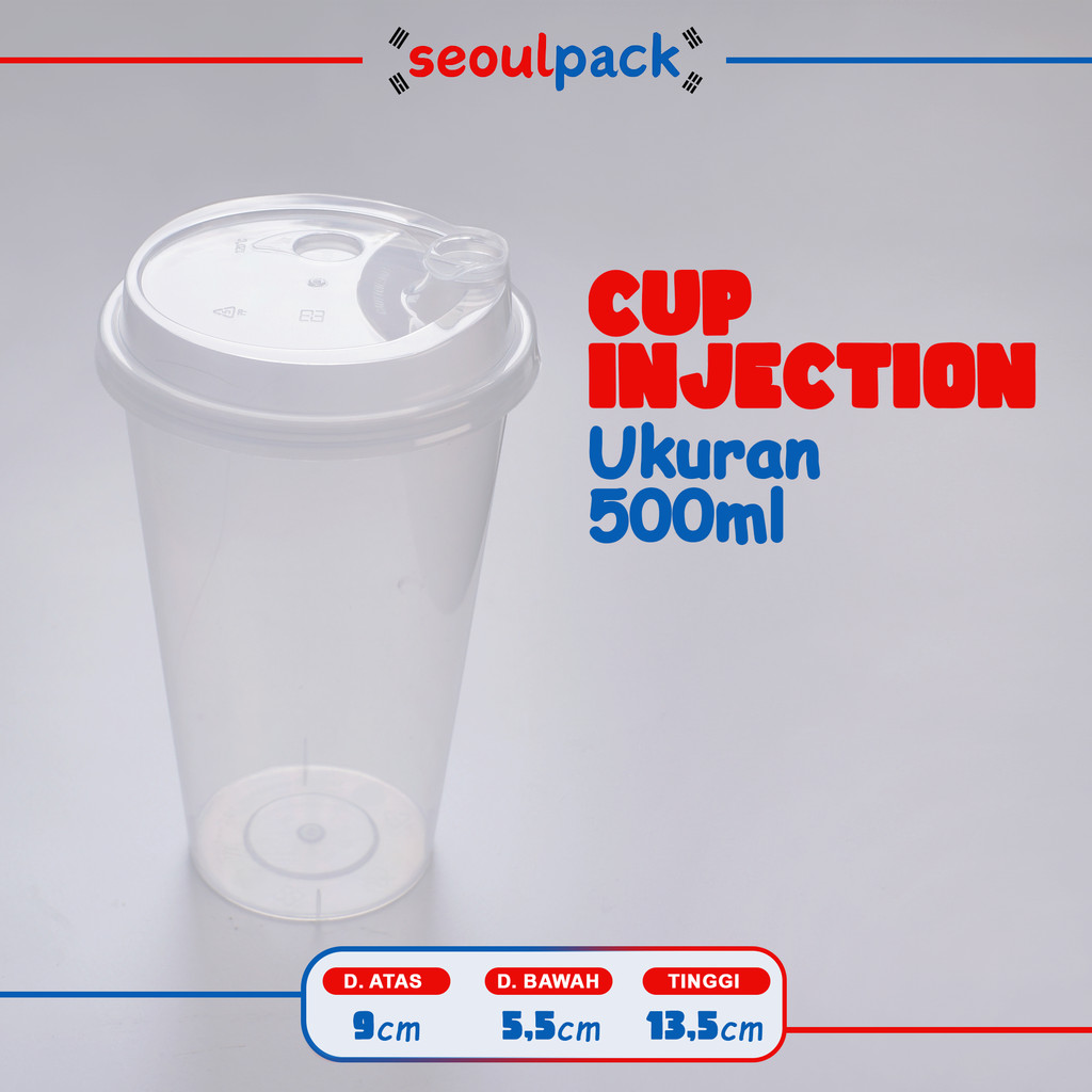 Thinwall Cup Injection 500ml + Tutup Sambung (25pcs) - Gelas PP Injection, Cup PP, Gelas Thinwall
