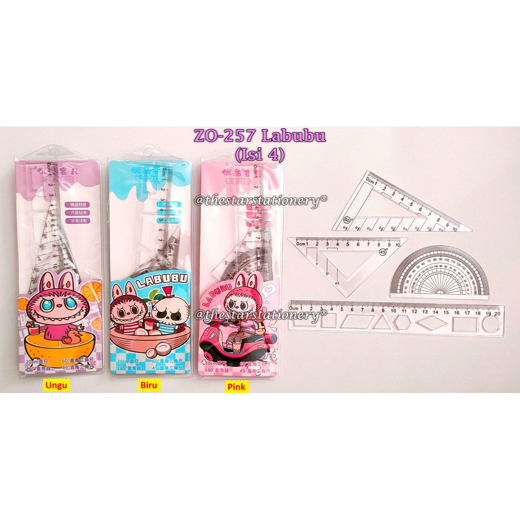 

(1 Set) Penggaris Set Labubu ZO-257 (Isi 4) / Penggaris Labubu / Penggaris Set GXIMP ZO-257 (1 Set)
