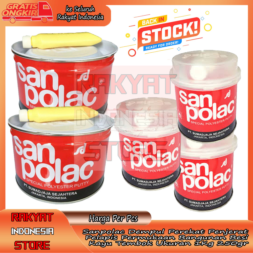 Sanpolac Dempul Epoxy Resin Galon Merah 1 Kg 250 Gr Kilogram Besi Kayu Pelapis Tembok Agak Keras Cep