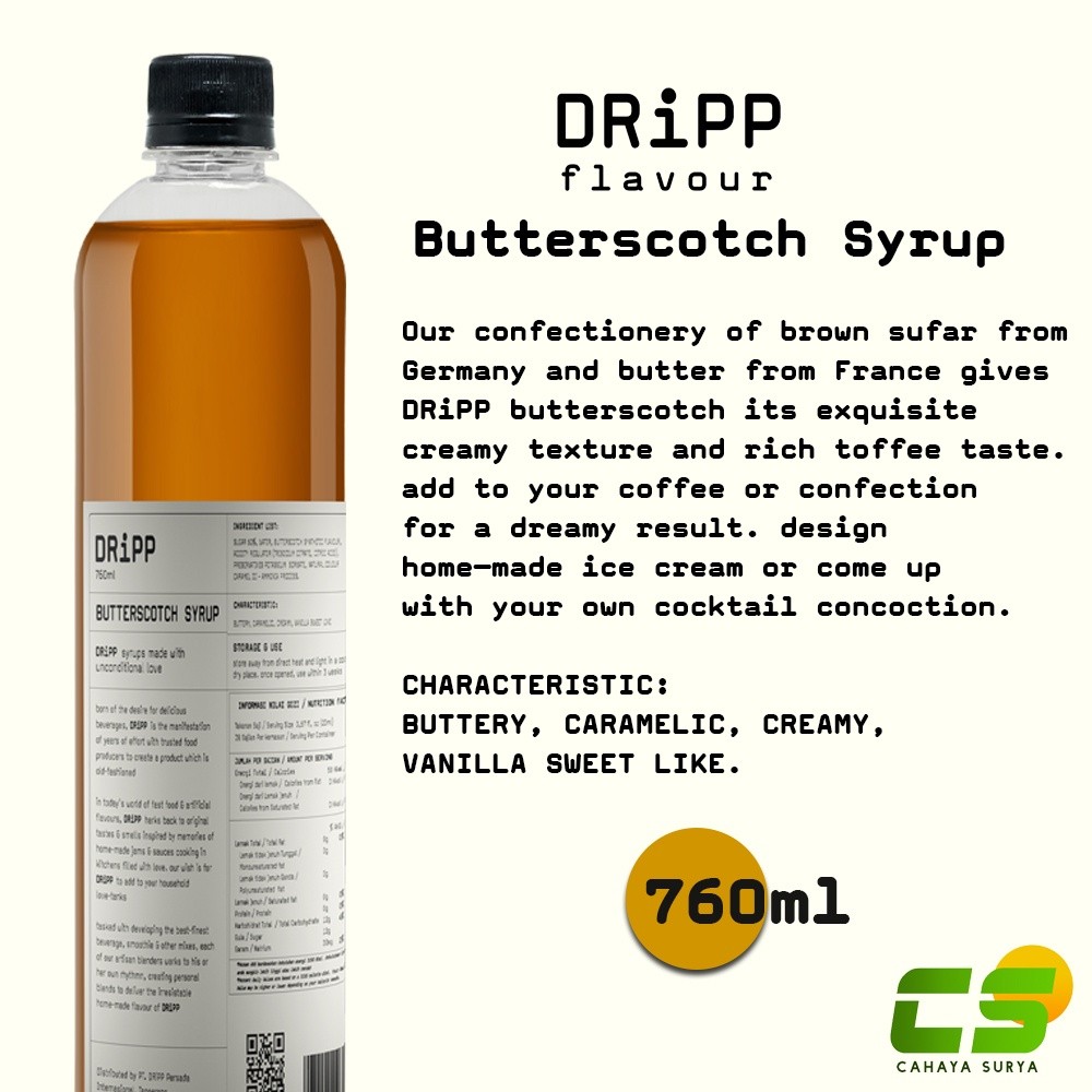 

Dripp Sirup / Syrup - Butterscotch Syrup 760 ml