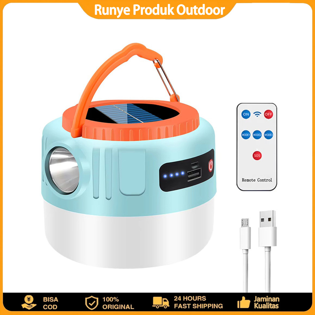 Lampu Emergency Solar / Tahan Lama LED / Gantung Portable Tenaga Surya Bohlam / Cas USB Baterai Lith