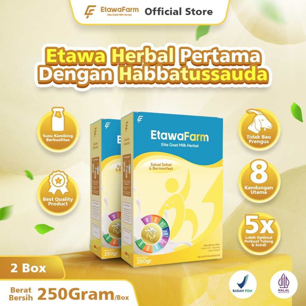

EtawaFarm - 2 Box Etta Goat Milk Herbal dengan Habbatussauda Isi 500 Gram