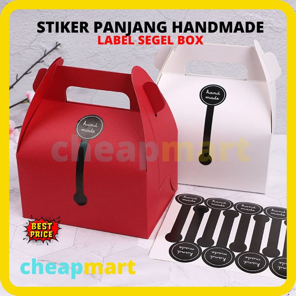 

[100pcs/10lbr] Sticker Panjang Handmade segel label Segel Box Kemasan Handmade Bulat Panjang White Black 10cm