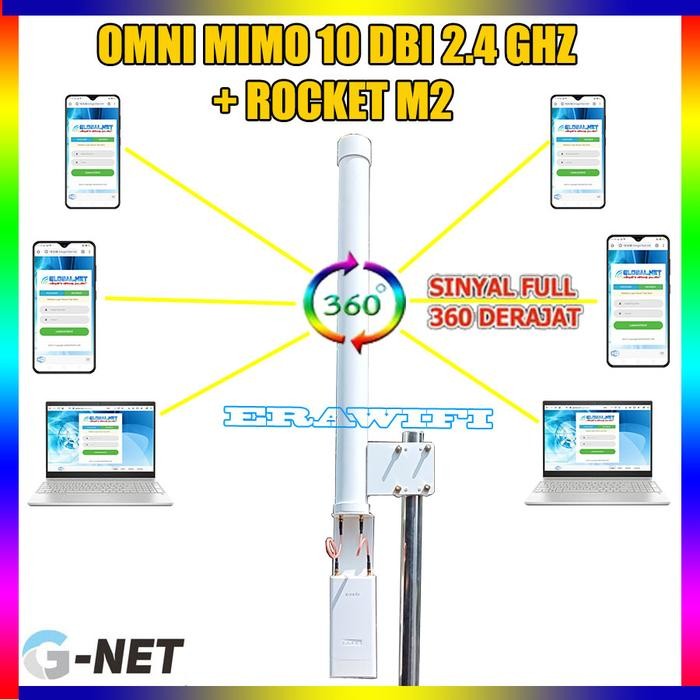 Antena Wifi Hotspot RtRw Net Omni Mimo GNet 2,4 GHz 10 dBi + Rocket M2