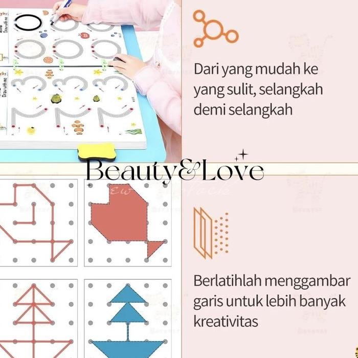 

Promo 64 Pages Reusable Magic workbook/Magic Workbook belajar menulis Buku Edukasi Anak/activity book / dot reusable pen Pena Stationery - Buku+spidol Terlaris