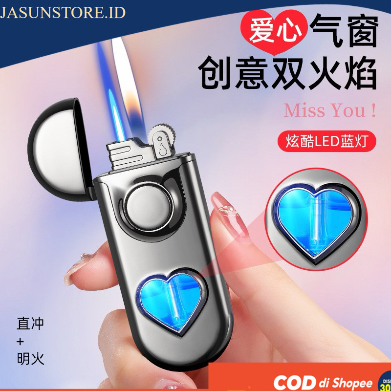 KOREK 2 API TRANSPARAN KOREK API GAS RODA DOUBLE LIGHTER