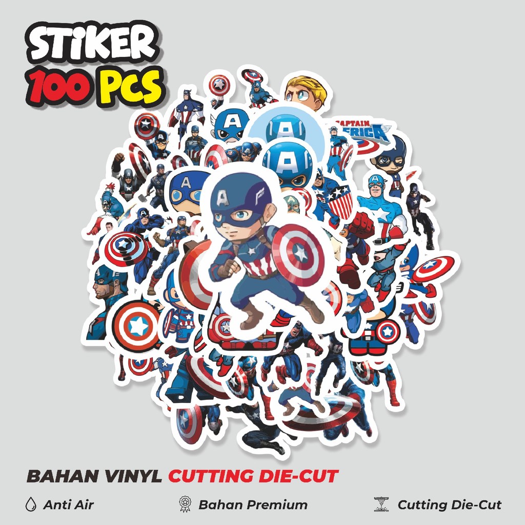 

Terbaru! 50 pcs Stiker Kartun Captain America Dekorasi Lucu Kreatif untuk Notebook, Skateboard, HP