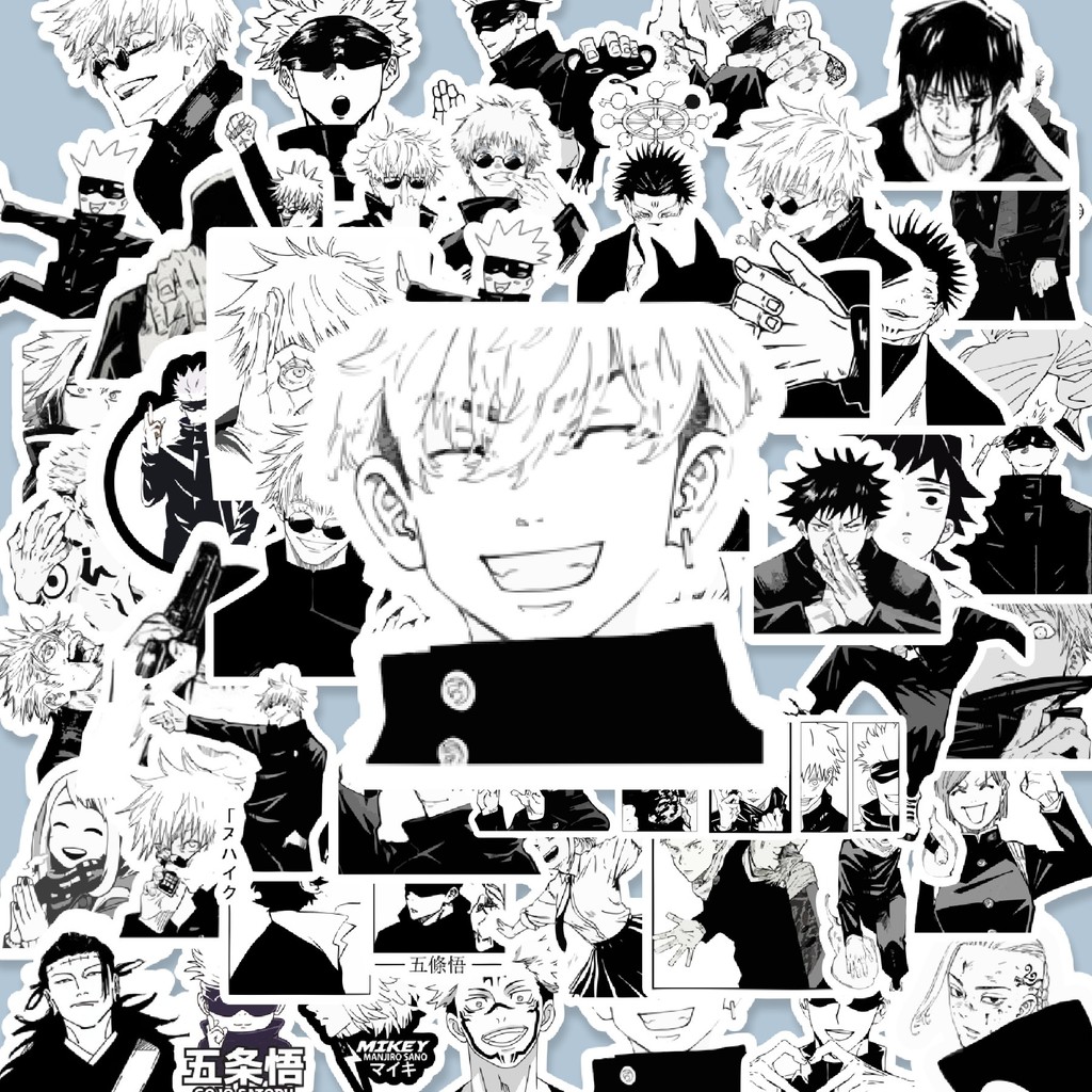 

100PCS Lucu Stiker Anime Jujutsu Kaisen Black & White Stiker Aesthetic Stiker Anti Air Stikers Berperekat Waterproof sticker decal buat Motor Helm Buku Journal Koper Casing HP Laptop Botol Minum Hadiah anak