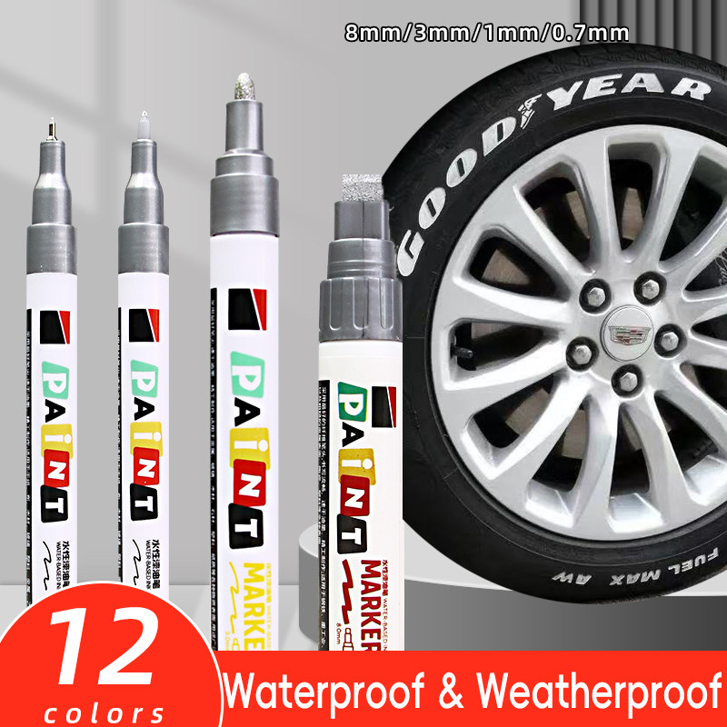 

12Colors Paint Markers Pen,Quick-Dry Markers - Waterproof, No Fade 0.7mm/1mm/3mm/8mm Pens for Drawing,Outlining & Model Touch-Up