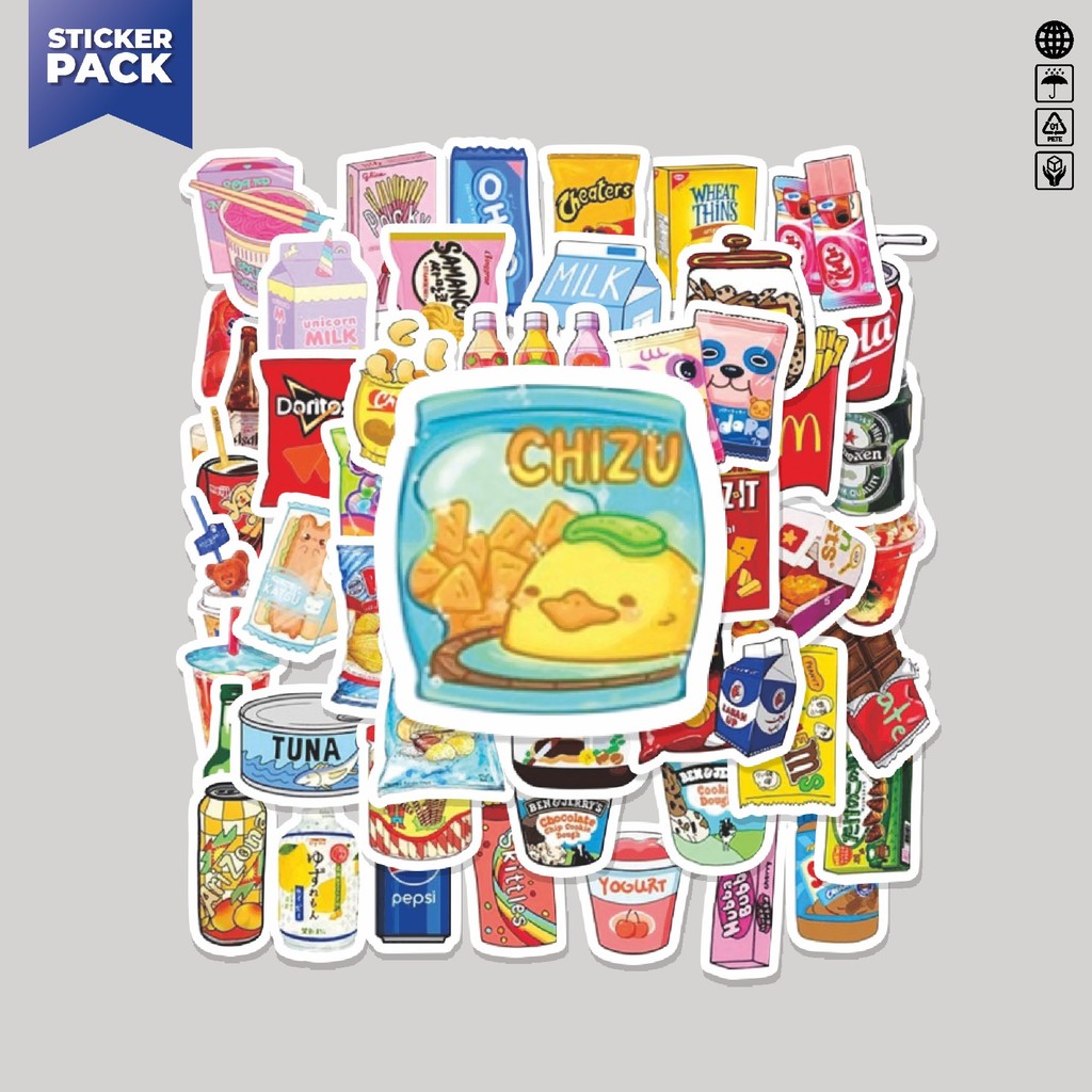 

[100PCS]Stiker Pack Stiker You Don't Know Food/ Stiker Makanan & Minuman ringan Aesthetic Vinyl Anti Air Dekorasi Sticker Laptop Buku Journal Koper Helm Casing HP Gitar Helm Skateboard