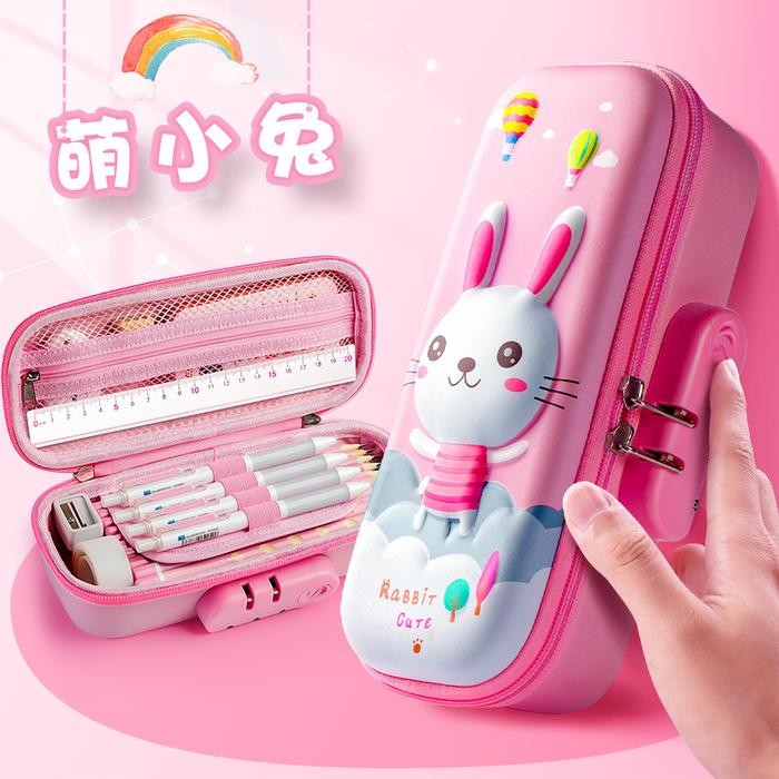 

TERLARIS~[ Mall 2547] WWH14C Tempat Pensil EVA Sekolah BESAR LOCK KUNCI School Pencil TKM - PinkRabbit