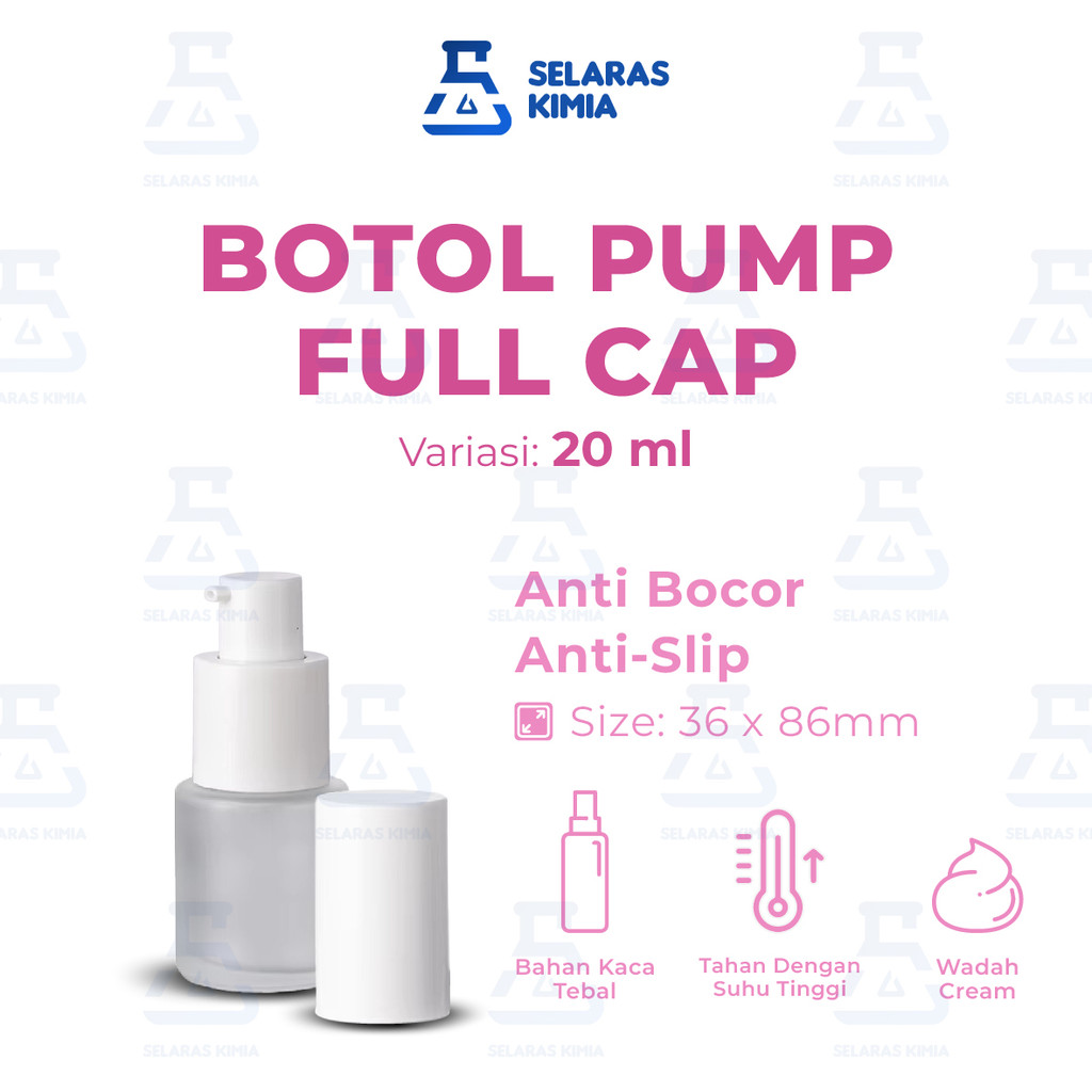 Botol Pump Frosted Fullcap BD 20ml 30ml / Botol Pump Buram 20ml 30ml / Botol Kaca Serum 20ml 30ml Pu