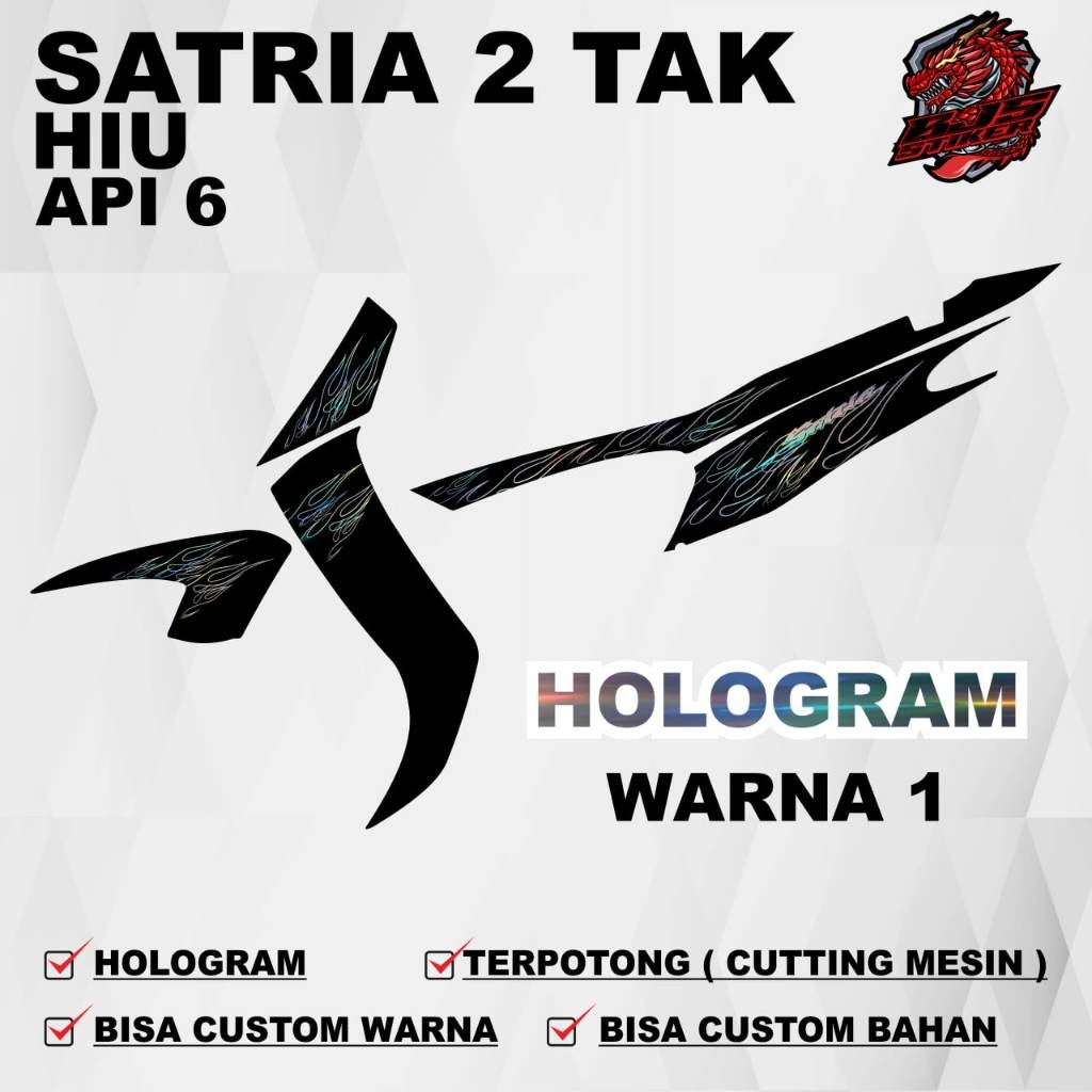 Stiker Sticker Striping Hologram Suzuki Satria 2tak Satria hiu api v6 - Stiker Sticker Decal Hologra
