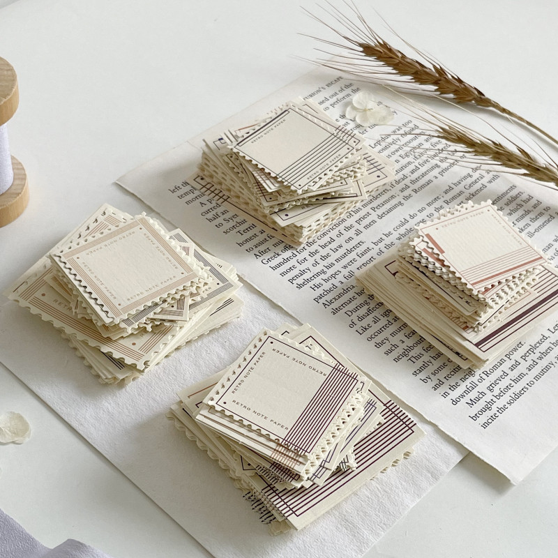 

80 Sheets Retro Border Colour Not Self-adhesive Note Paper Creative Kurashiki Bullet Journaling Accessories Aesthetic Memo Cards