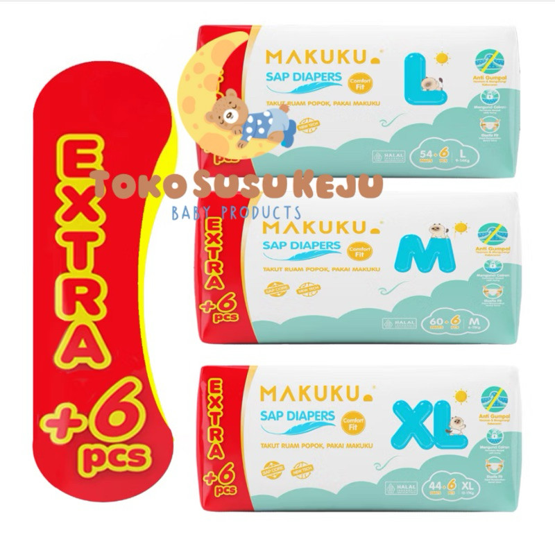 

MAKUKU COMFORT FIT SUPER JUMBO M60+6 , L54+6 , XL44+6 POPOK CELANA