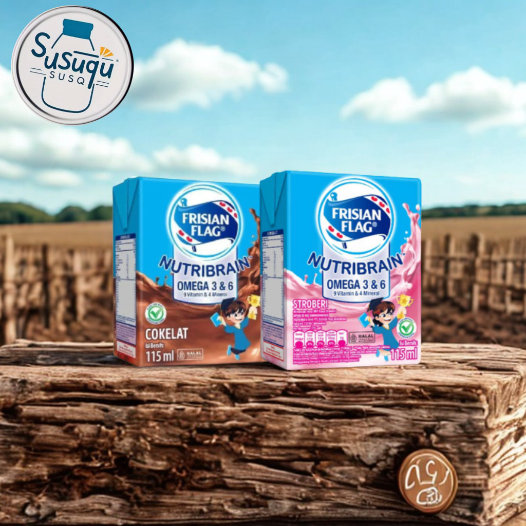 

Susu Frisian Flag Susu UHT Nutribrain Susu Kotak Cair Liquid Isi 6 Kotak Coklat Stoberi Susuqu