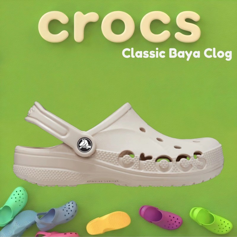 [COD] ORIGINAL Crocs Classic Baya Clog /Classical Baya Crocs Sandal Wanita/Sandal Crocs Pria-Bone
