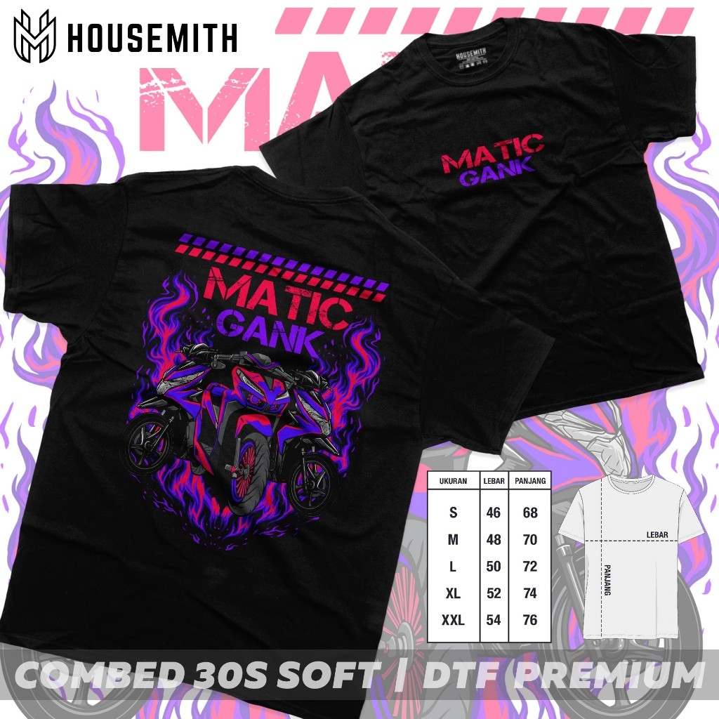 Kaos Racing Dewasa MATIC GANK  Pria Wanita Motor Drag - Baju Distro Pria Wanita - Kaos Komunitas Mot