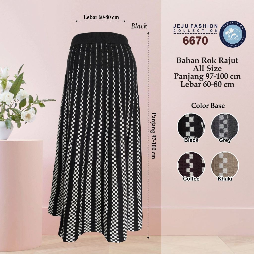 PARXETSHOP  Rok Rajut Motif Panjang Import Tebal Dan Halus Wanita - 6670