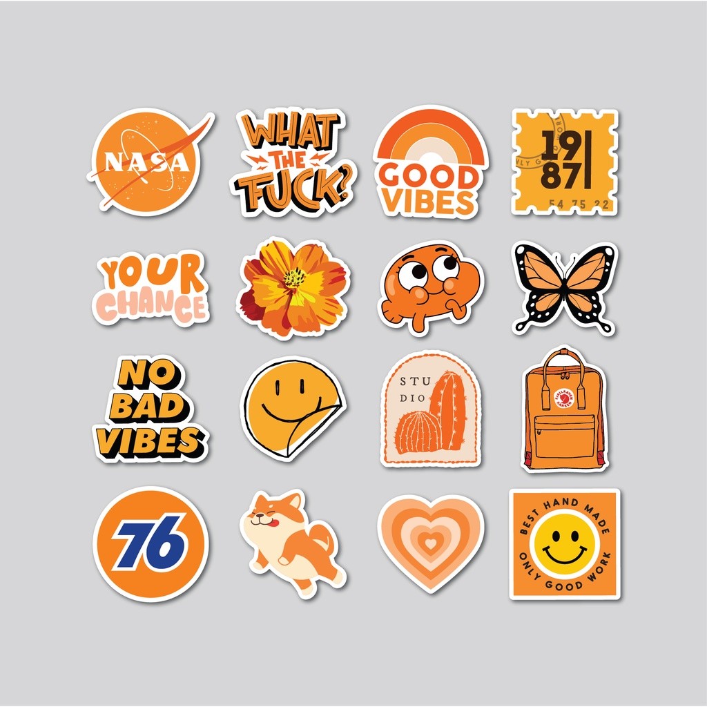 

Sticker Pack Orange Aesthetic | Sticker Tumblr | Stiker Laptop Koper Helm