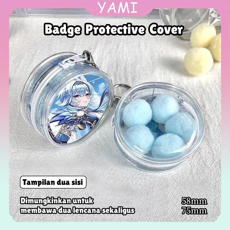 Badge Protective Cover Untuk 58mm 75mm / Transparent Badge cover protector Liontin / Gantungan Kunci