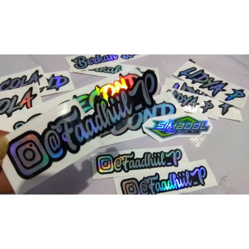 

stiker hologram nama custom | stiker laptop | stiker motor