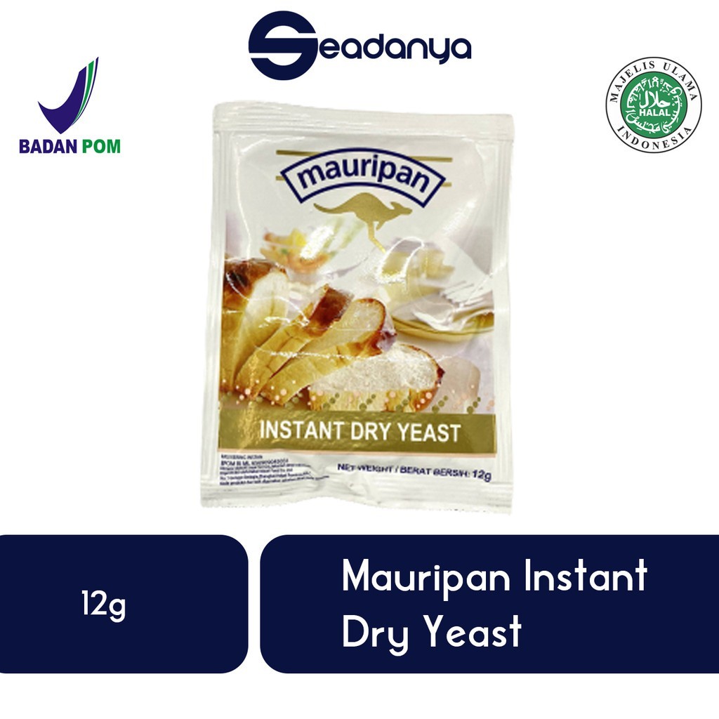 

Mauripan Sachet Import Instan Dry Yeast Ragi Instant Kering 12g (1 PCS ) - Pengembang Roti , Kue , Makanan - Improver Halal