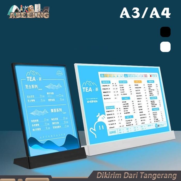 

Stand Menu Led Lampu Menu Board Akrilik Display Led Menu Display - A4-Black