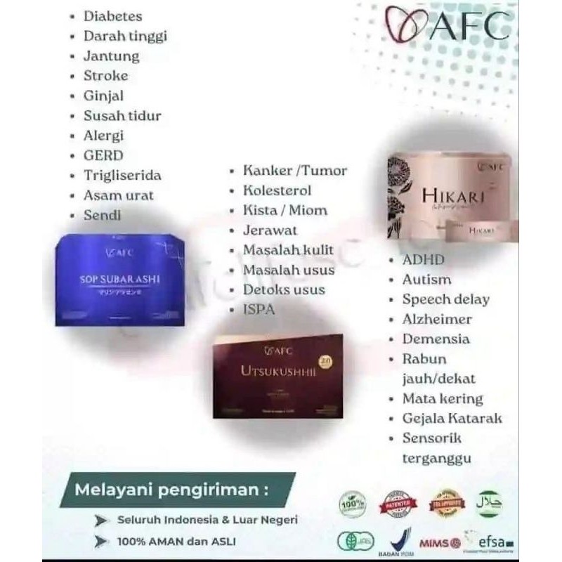 SOP Subarashi Utsu Gold Hikari Original Made in Japan AFC Suplemen Kesehatan Terbaik - Terapi Stemce