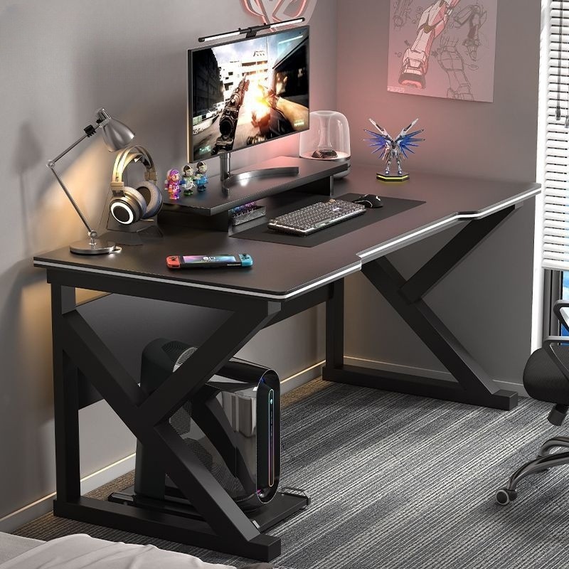 Meja Komputer Pc Gaming Desk Stable Frame Dengan Cable Hole Perlengkapan Kantor Kerja Portable