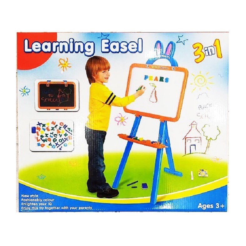 

Mainan Edukasi Anak Learning Easel 3 In 1 Papan Tulis Magnet Black White Board