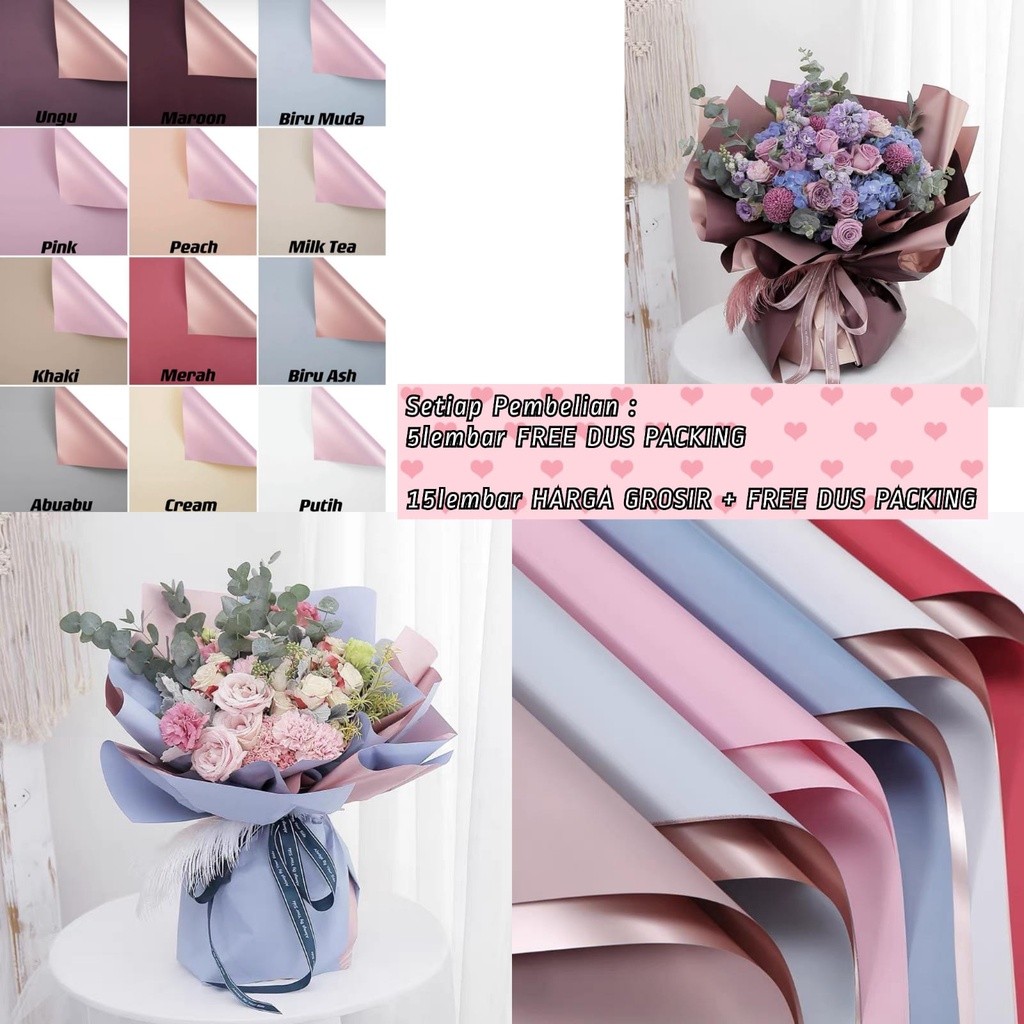 

5Lembar-Kertas Bunga Buket Bi Color Rosegold/Kertas Buket Bunga Florist Cellophane/Flower Wrapping Paper