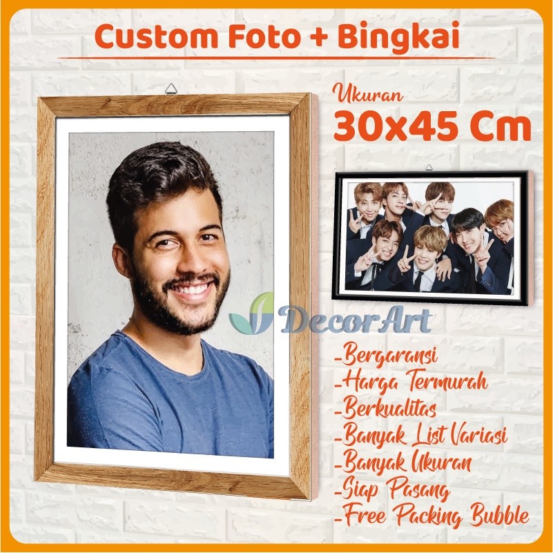 [CUSTOM] 30X45 Cm - PREMIUM Custom Foto Plus Bingkai Siap Pasang Media Papan MDF HMR