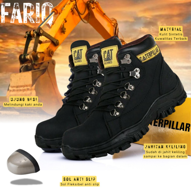 [PREMIUM ORIGINAL] Sepatu Safety Pria Boots Safety Ujung Besi Caterpillar  - Shoes Safety Steel Toe 