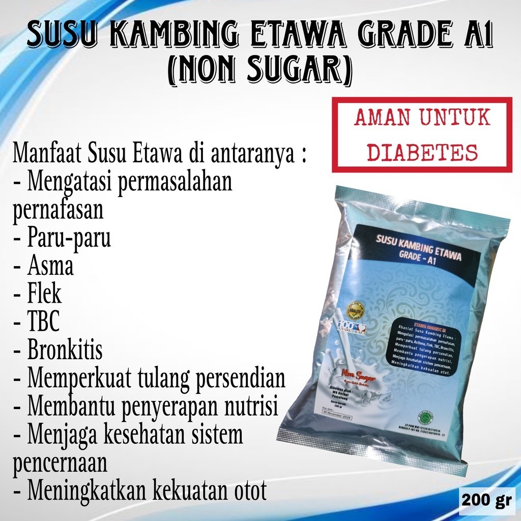 

SUSU KAMBING ETAWA GRADE A NON SUGAR 200gr