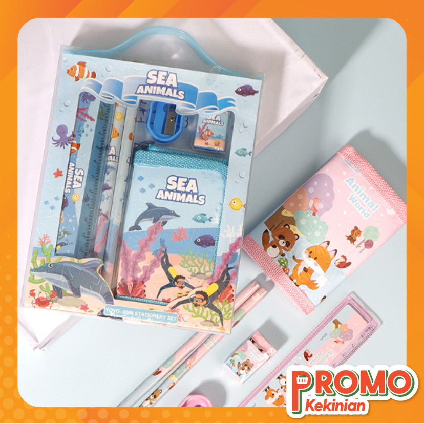 

Promo Kekinian - S5926 Stationery Set / Alat Tulis Set 6 in 1 Hadiah Souvenir / Paket Alat Tulis + Dompet Anak / Alat Tulis Set Karakter