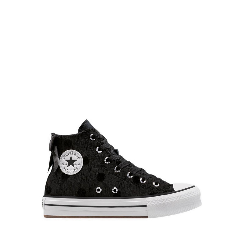 Converse CTAS Lift Bow Platform Girl's Sneakers - Black/White/Black