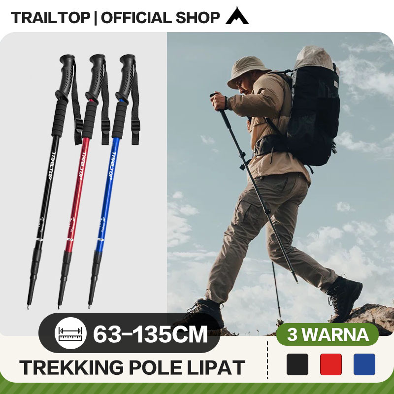TrailTop Tongkat Gunung Lipat Adjustable 65-135cm Tracking Pole Anti Slip Untuk Pendakian Gunung