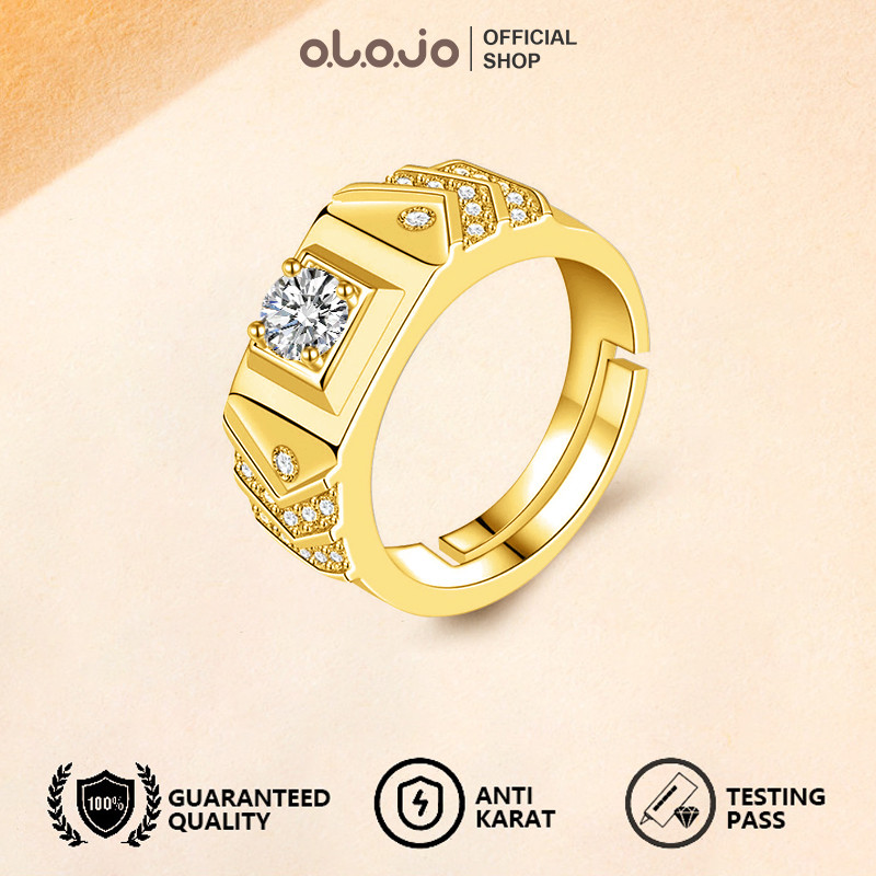 Olojo  Cincin Pria Mewah Cincin Berlian Bentuk V  Cincin Mewah yang Modis