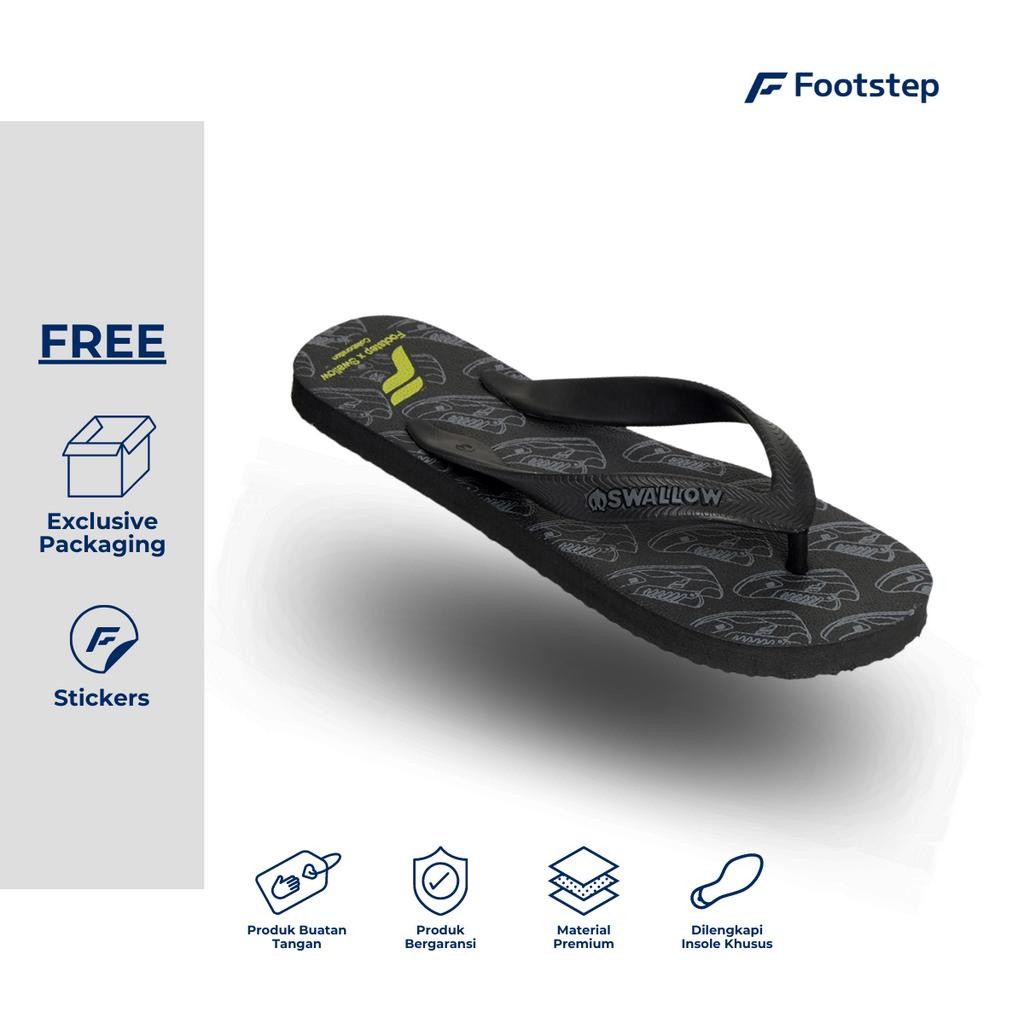 Footstep Footwear X Swallow Sandal Jepit pria wanita Flow Black  - Sandal Exclusive