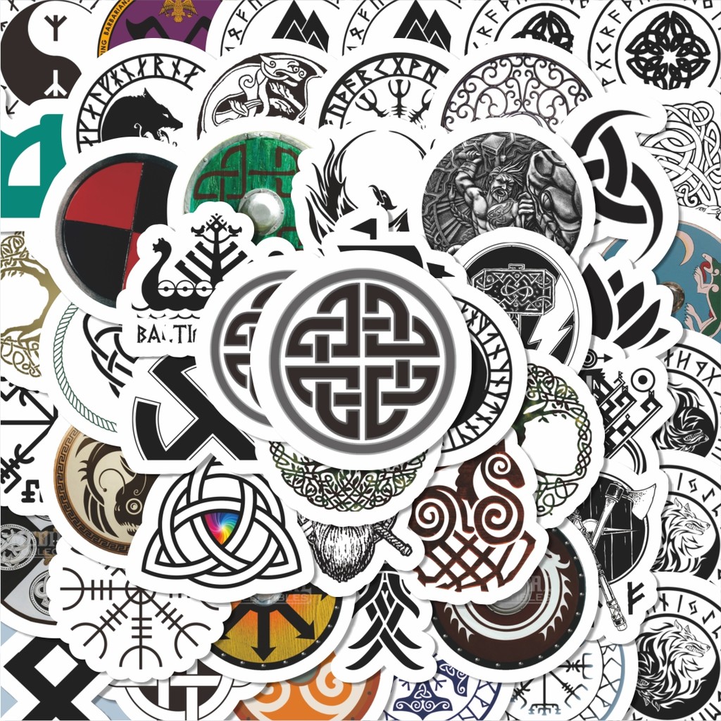 

100PCS Lucu Sticker Totem Misterius Simbol Viking Stiker Aesthetic Stiker Anti Air Stikers Berperekat Waterproof sticker decal buat Motor Helm Buku Journal Koper Casing HP Laptop Botol Minum Hadiah anak