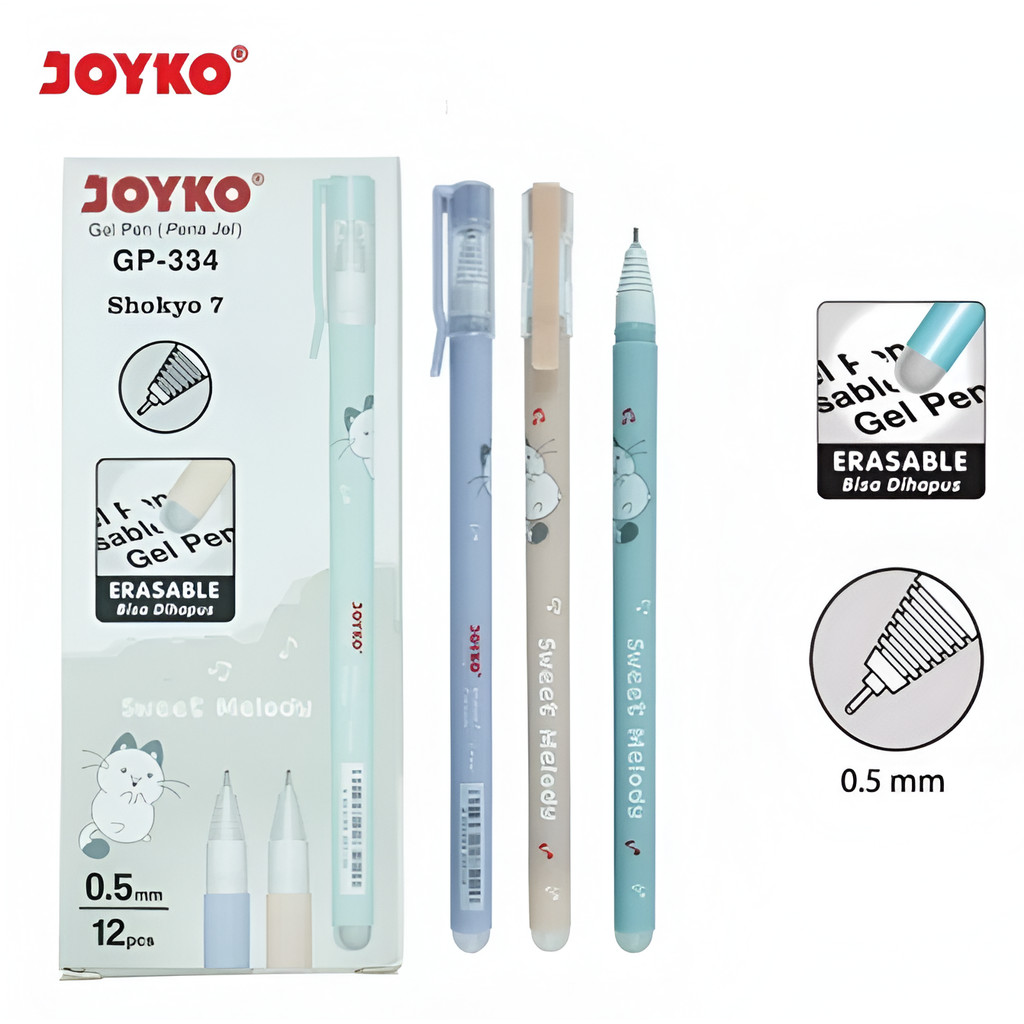 

Erasable Gel Pen Pulpen Bisa Dihapus Joyko GP-334 Shokyo 7 Gel 0.5 mm (1 PACK / 12 PCS)