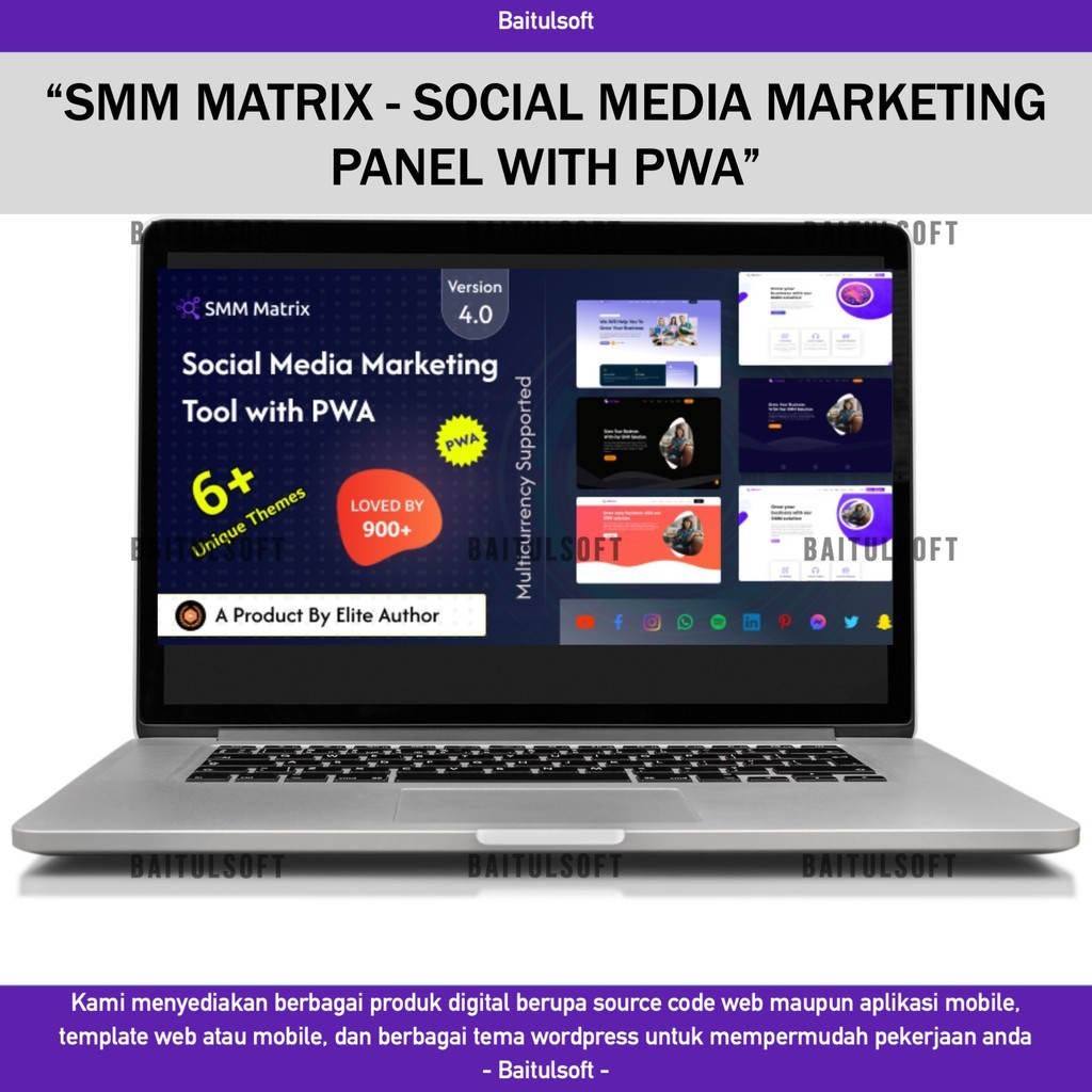 SOURCE CODE APLIKASI WEB SMM MATRIX - SOCIAL MEDIA MARKETING PANEL WITH PWA D329 BAITULSOFT