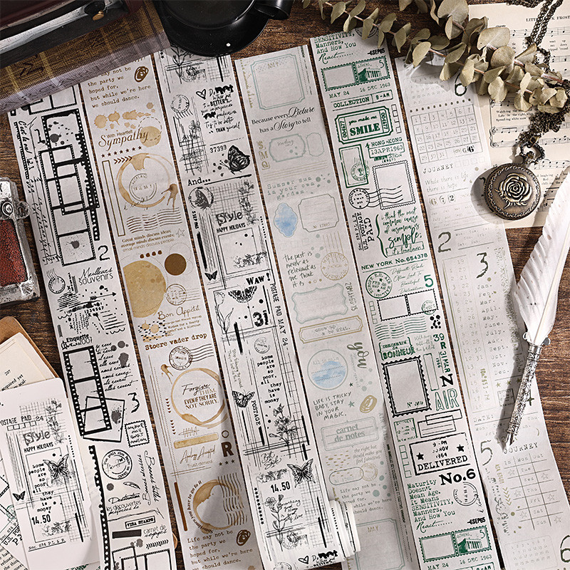 

Mr. Paper 1Style 6Rolls/box Vintage Washi Tape Sticker Roll Scenic Handbook Tape DIY Scrapbook Scrapbook Photo Frame Calendar