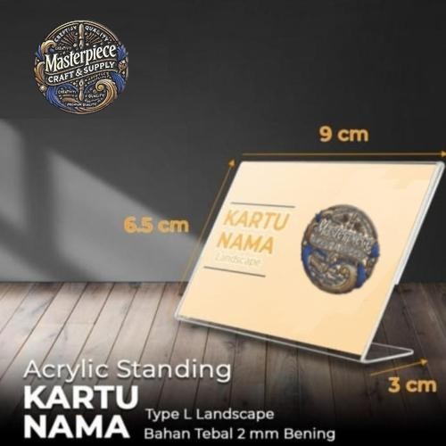 Akrilik Kartu Nama / Acrylic Stand Kartu Nama Meja Landsape
